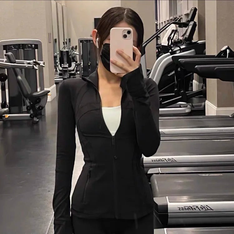 Women’s Full-Zip Stand Collar Performance Jacket | Yoga, Running & Fitness